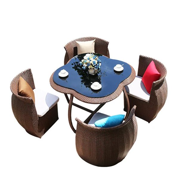 Set of 5 wicker garden chairs and tables; Sale