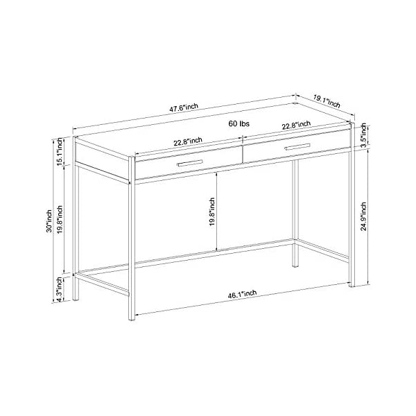 Caffoz 48 inch (approximately 121.9 cm) writing desk