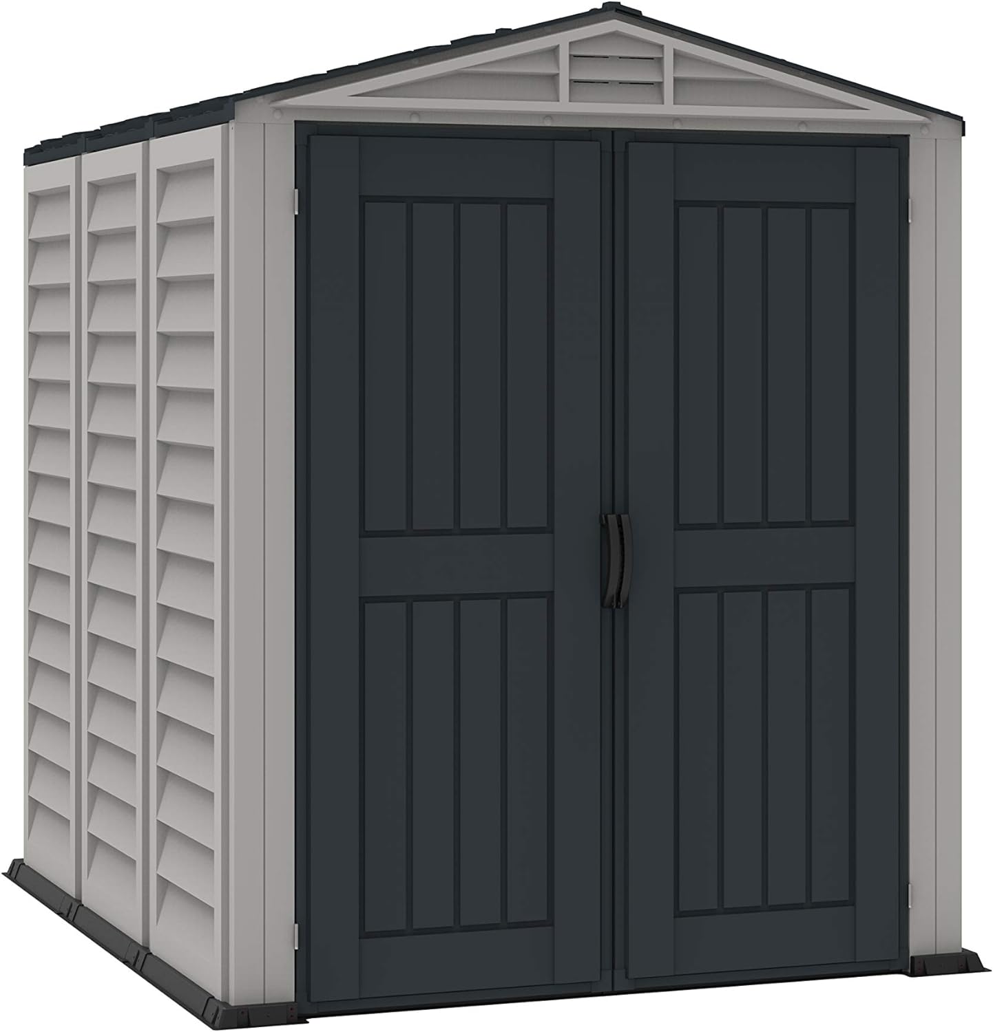 Duramax YardMate PLUS 5 x 8 (4.28 m2) Plastic Garden Shed with Heavy-Duty Plastic Floor, Strong Metal Roof Structure, Fire Retardant & Maintenance-Free Storage Shed, Dark Grey & Adobe