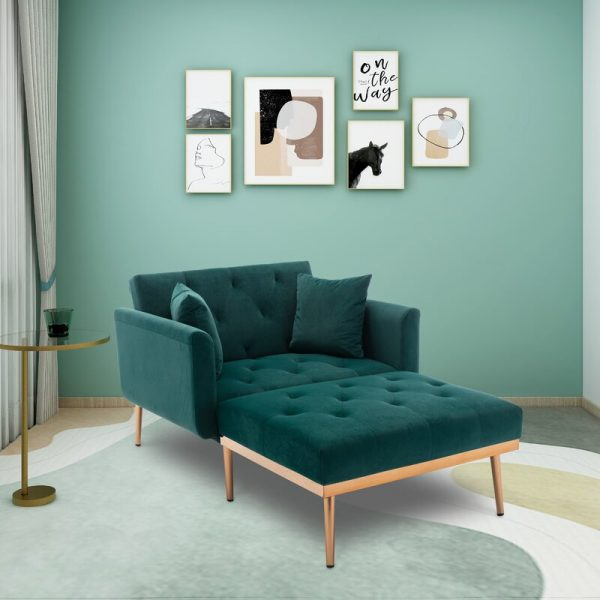 40.9” W Tufted Velvet Flared Arms Sleeper Convertible Chaise Lounge