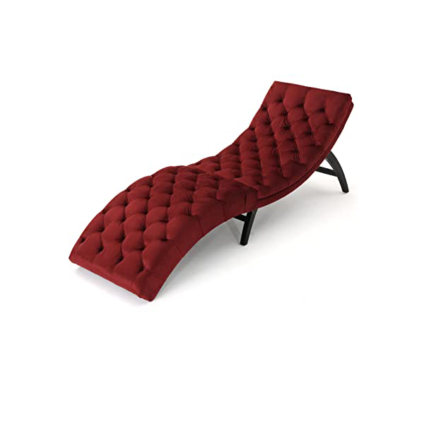 Christopher Knight Home Garrett Velvet Lounger, Garnet/Dark Brown