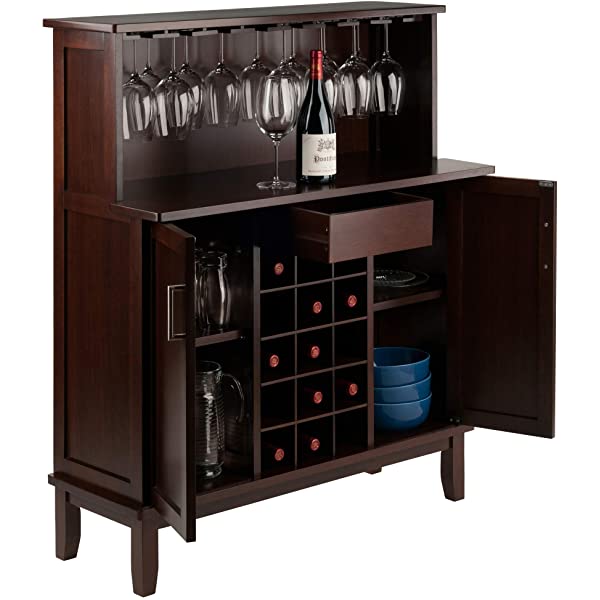 Winsome Beynac Bar Cappuccino Wine Cabinet