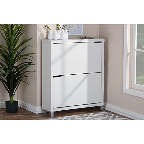 Baxton Studio Simms Modern Shoe Cabinet, Dark Brown
