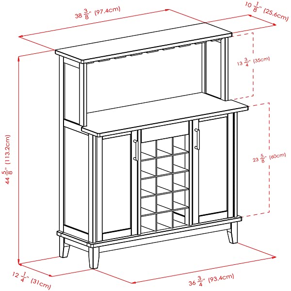 Winsome Beynac Bar Cappuccino Wine Cabinet
