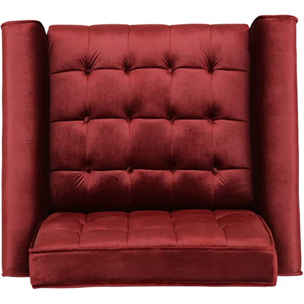 Christopher Knight Home Betsy Velvet Armchair, Modern Glam, Button-Tufted, Waffle Stitching, Raisin