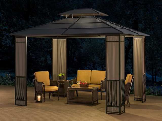 10x12 Heavy Duty Galvanized Steel Hardtop Wyndham Patio Gazebo with Mosquito Netting