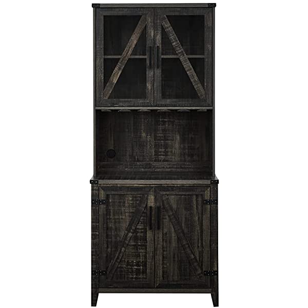 Mahogany Bar Cabinet with Upper Glass Cabinet