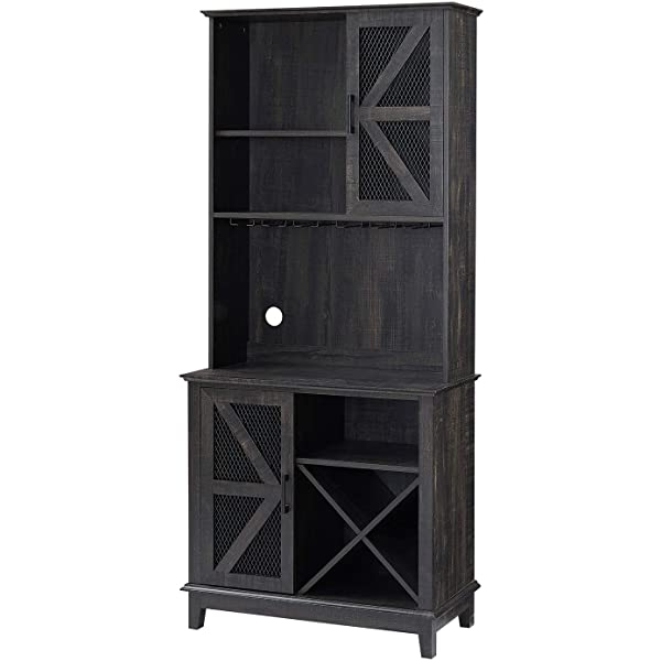 Home Source Bar Cabinet and Coffee Station (Charcoal)