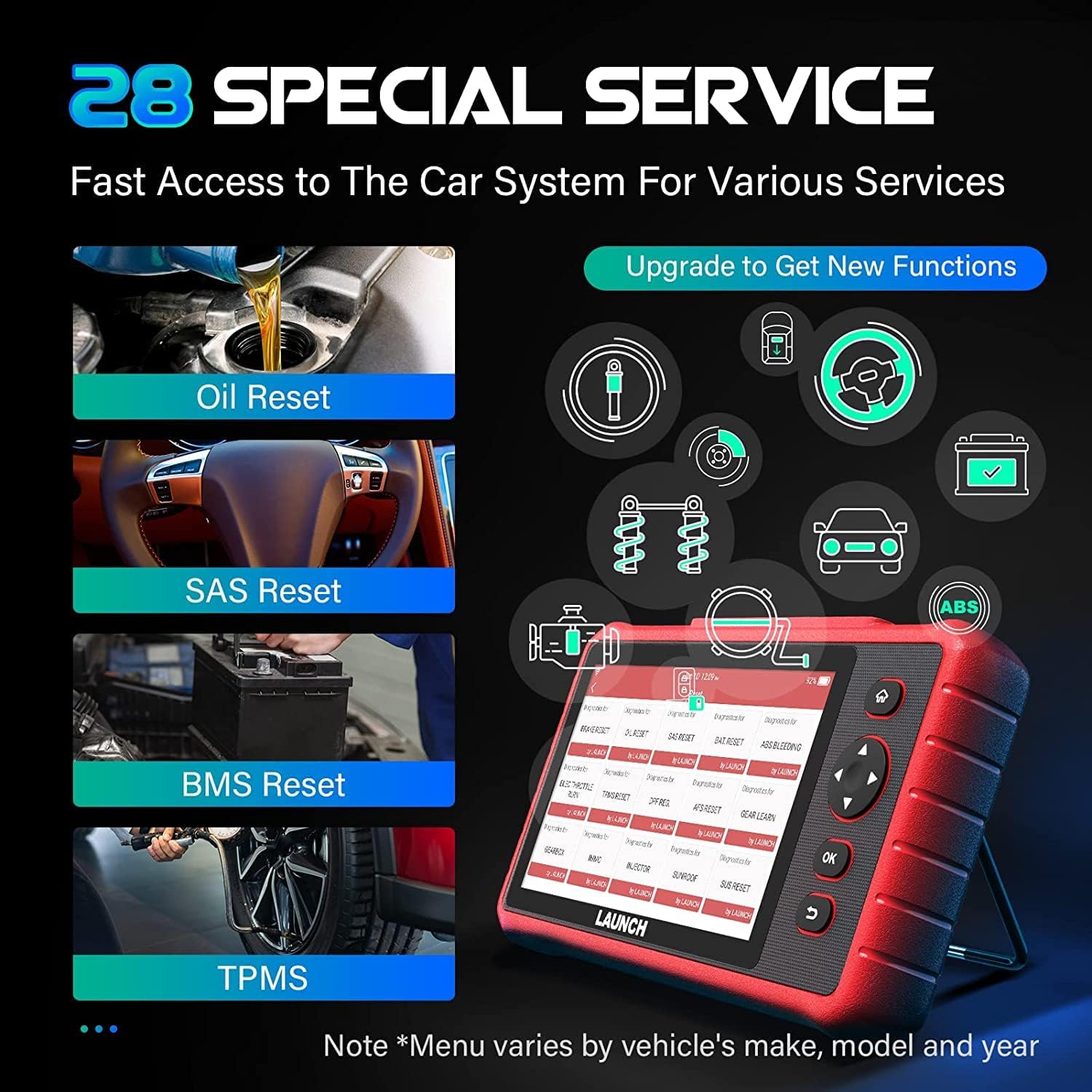 LAUNCH OBD2 Scanner CRP909X with 2-Year Updates, 28+ Service Functions, OE-Level Full System Car Diagnostic Scanner, ABS Bleeding/Injector Coding/IMMO/SAS/TPMS/EPB/BMS, Auto VIN