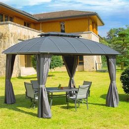3x4m Aluminum Frame Roof Gazebo Solid Roof Party Galvanized