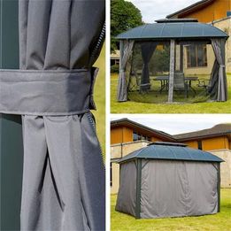 3x4m Aluminum Frame Roof Gazebo Solid Roof Party Galvanized