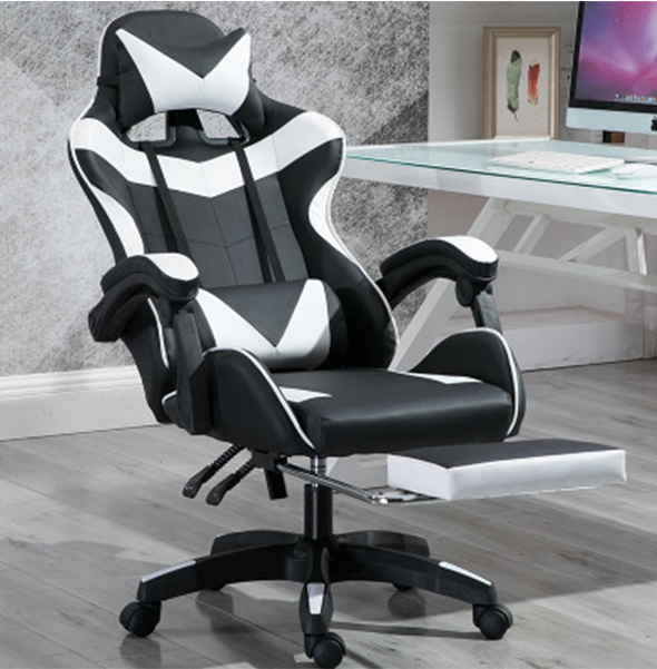 Game Chair Office Chair Desk Chair with Ergonomic Waist Support, Racing Style PU Leather PC High Back Adjustable Rotating Task Chair with Foot pedals