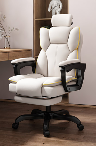 White home business office chair with ergonomic reclining