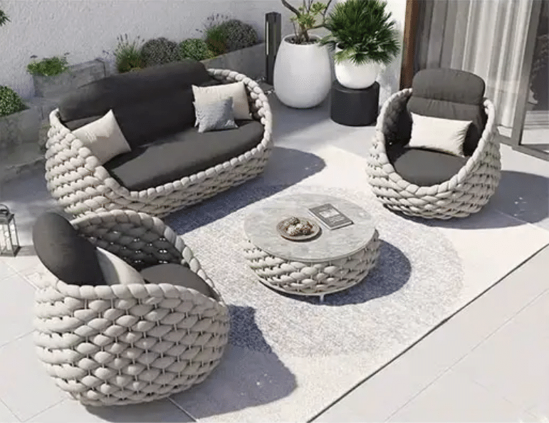 Outdoor rattan sofa terrace garden living room indoor and outdoor rattan furniture three-piece combination