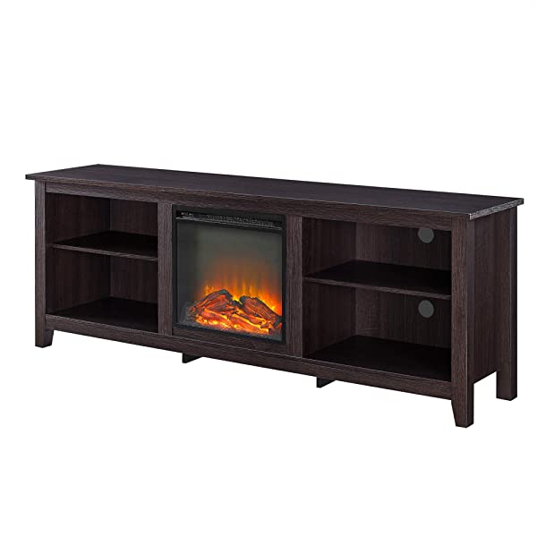 Walker Edison Wren Classic 4 Cubby TV Stand for TVs up to 65 Inches, 58 Inch, Black Black 58 InchTV Stand
