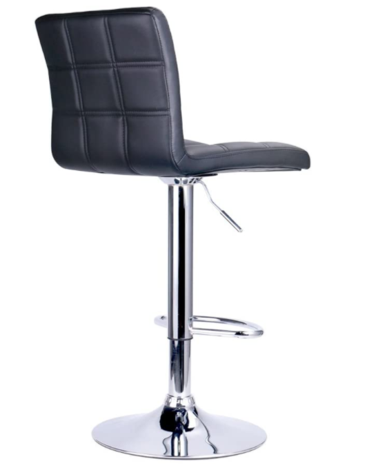 Modern Square PU Leather Adjustable Bar Stools with Back,Set of 2,Counter Height Swivel Stool by Leopard (Black)