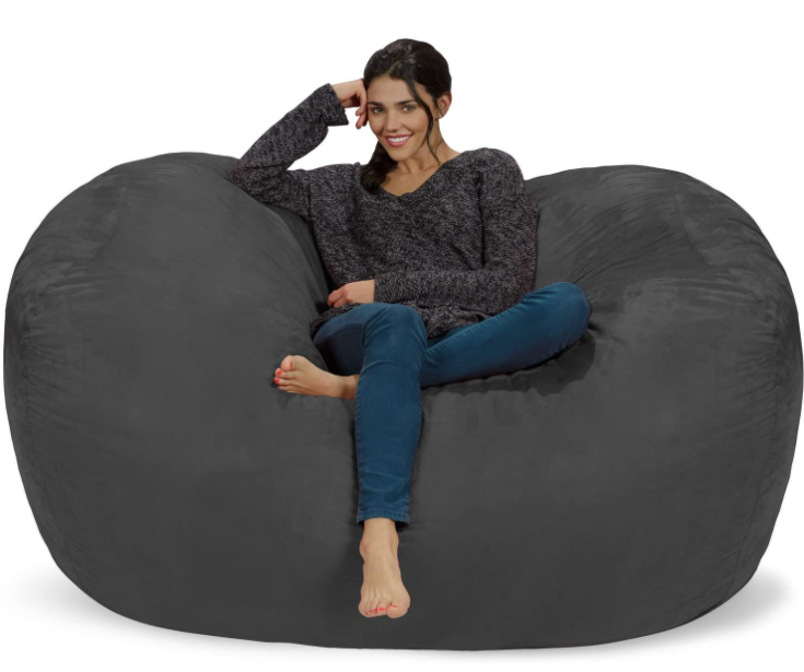 Chill Sack Bean Bag Chair: Huge 6' Memory Foam Furniture Bag and Large Lounger - Big Sofa with Soft Micro Fiber Cover - Charcoal