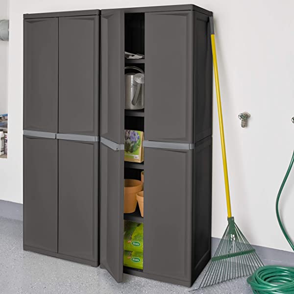 Sterilite 01423V01 4 Shelf Cabinet, Flat Gray, 1-Pack