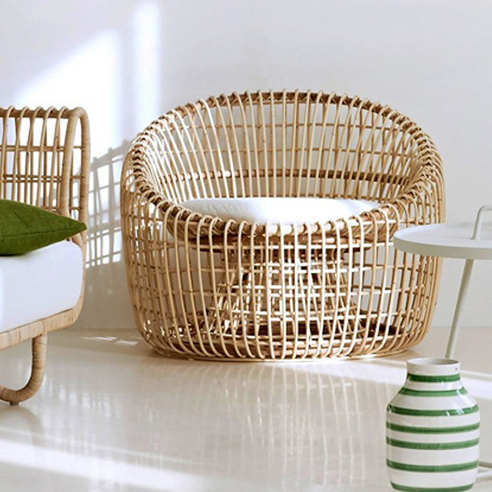 Austin rattan outdoor bucket chair with cushioned wooden nest; A clearance sale